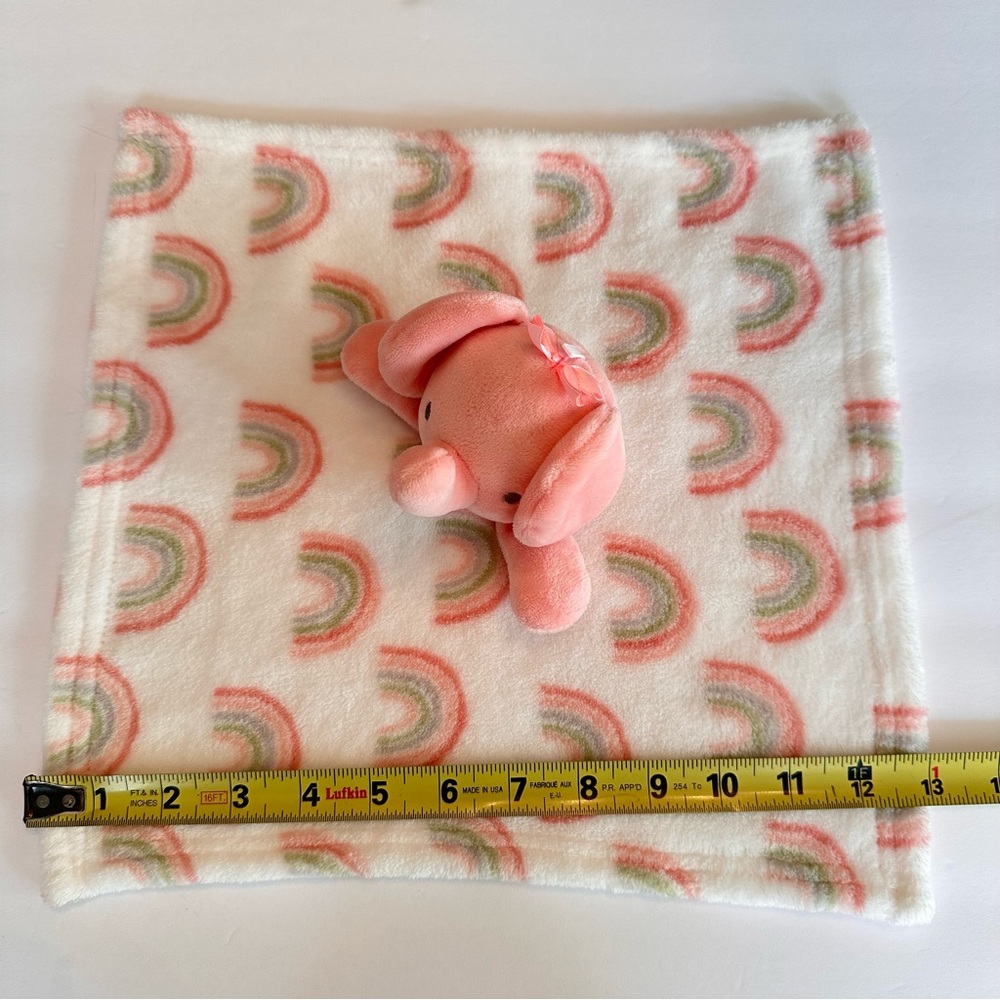 Baby Essentials Pink Elephant Plush White Lovey Security Blanket Rainbows 2023 - Picture 13 of 14